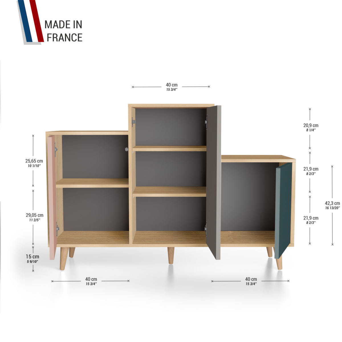 Meuble de rangement GRAND PODIUM - Chêne Clair - Abricot - Cubanite - Tropical YZ-GPDCLOUV-ABCBTR-01-01