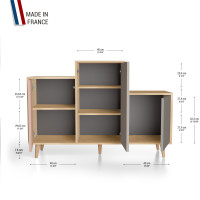 Meuble de rangement GRAND PODIUM - Chêne Clair - Abricot - Sienne - Cubanite YZ-GPDCLOUV-ABSICB-01-01