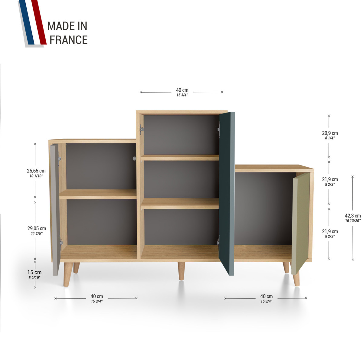 Meuble de rangement GRAND PODIUM - Chêne Clair - Cubanite - Tropical - Olive YZ-GPDCLOUV-CBTROL-01-01