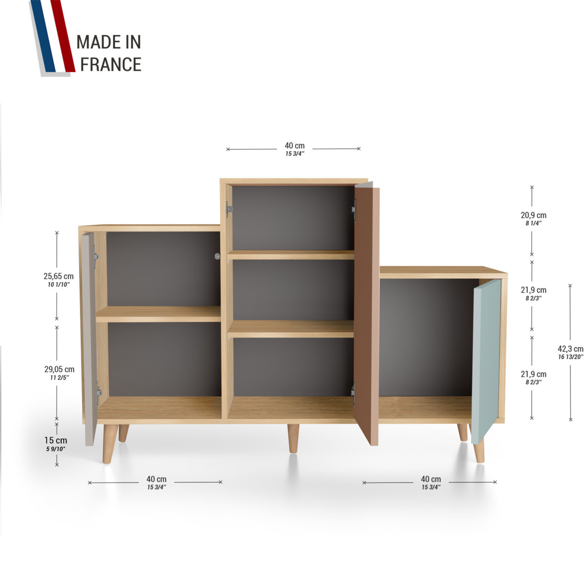 Meuble de rangement GRAND PODIUM - Chêne Clair - Sienne - Terracotta - Curaçao YZ-GPDCLOUV-SITECU-01-01