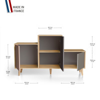 Meuble de rangement PODIUM - Chêne Clair - Abricot - Graphite - Cubanite YZ-PDCLOUV-ABGPCB-01-01