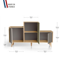 Meuble de rangement PODIUM - Chêne Clair - Cachemire - Olive - Cubanite YZ-PDCLOUV-CAOLCB-01-01