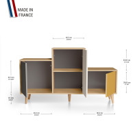 Meuble de rangement PODIUM - Chêne Clair - Cubanite - Porcelaine - Curry YZ-PDCLOUV-CBPOCY-01-01