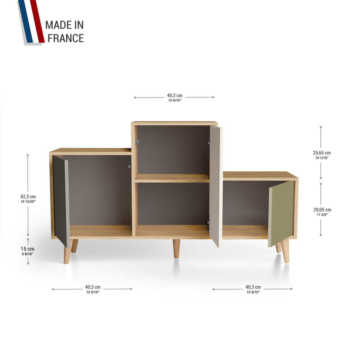 Meuble de rangement PODIUM - Chêne Clair - Cubanite - Porcelaine - Olive YZ-PDCLOUV-CBPOOL-01-01