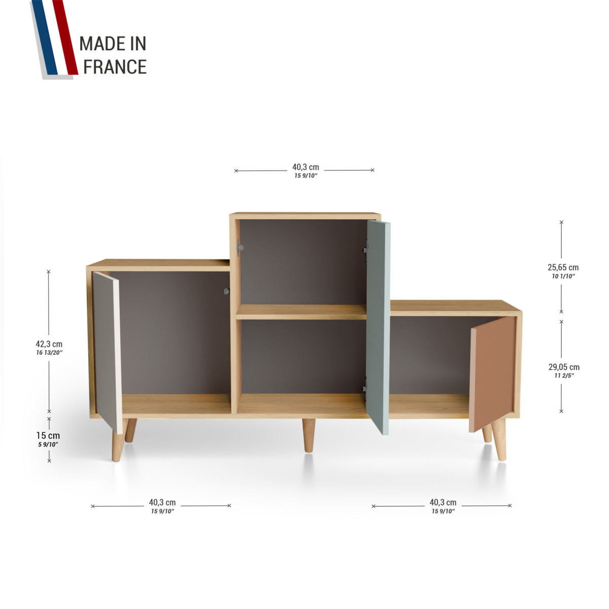 Meuble de rangement PODIUM - Chêne Clair - Porcelaine - Curaçao - Terracotta YZ-PDCLOUV-POCUTE-01-01