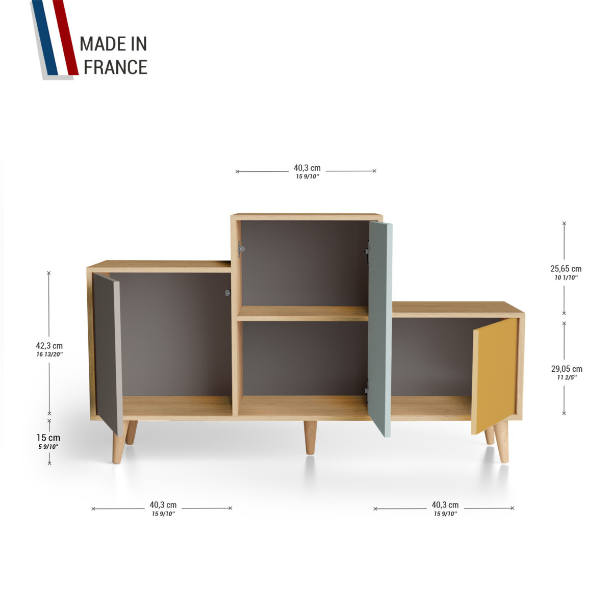 Meuble de rangement PODIUM - Chêne Clair - Sienne - Curaçao - Curry YZ-PDCLOUV-SICUCY-01-01