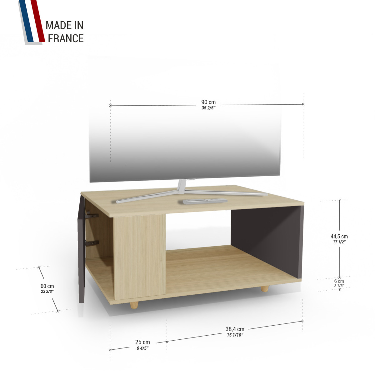 Meuble TV Chêne Clair - Graphite - Chêne Clair - Graphite YZ-NXCLOUV-GPCLGP-01-01