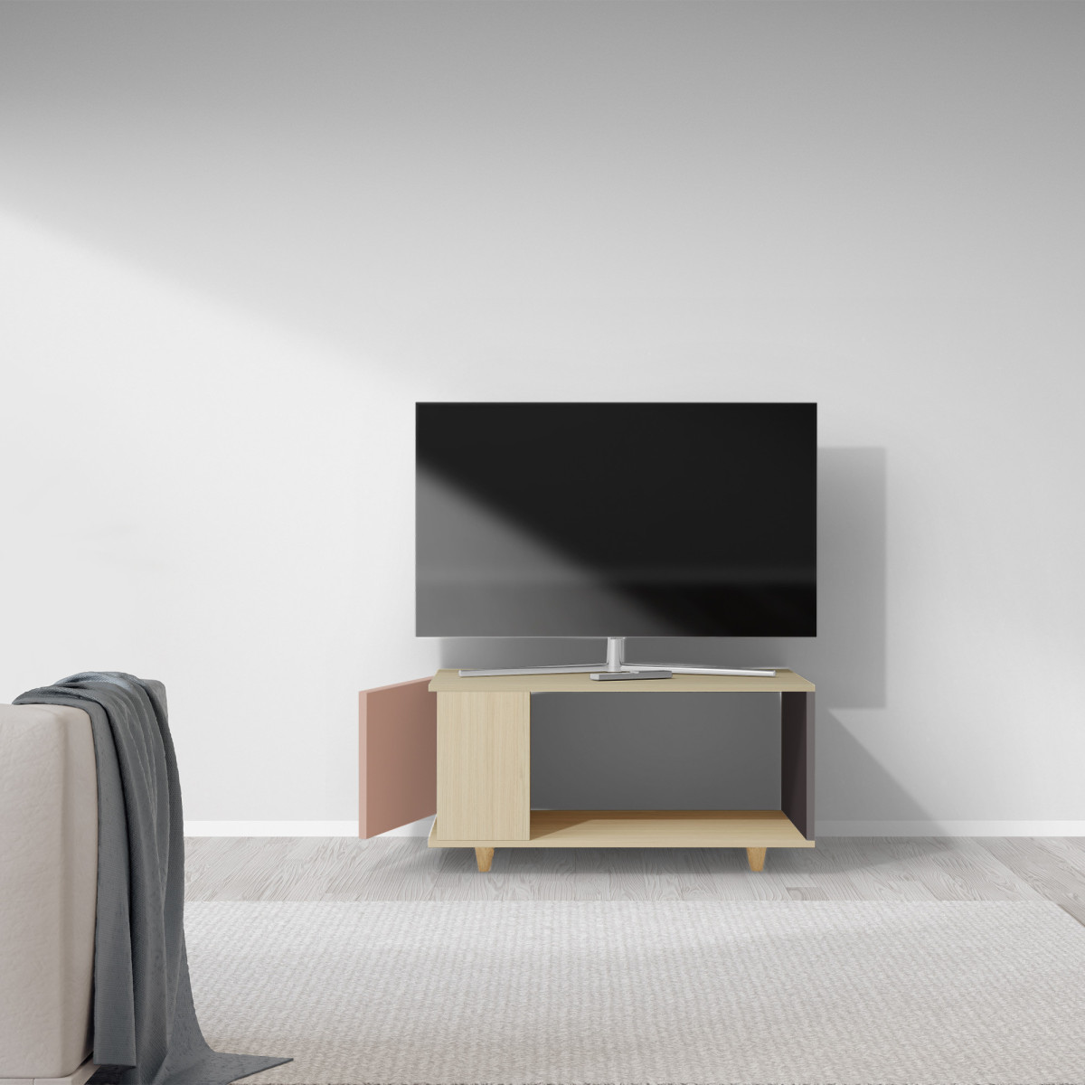 Meuble TV Chêne Clair - Abricot - Graphite YZ-NXCL1280854598-ABCLGP-01-00