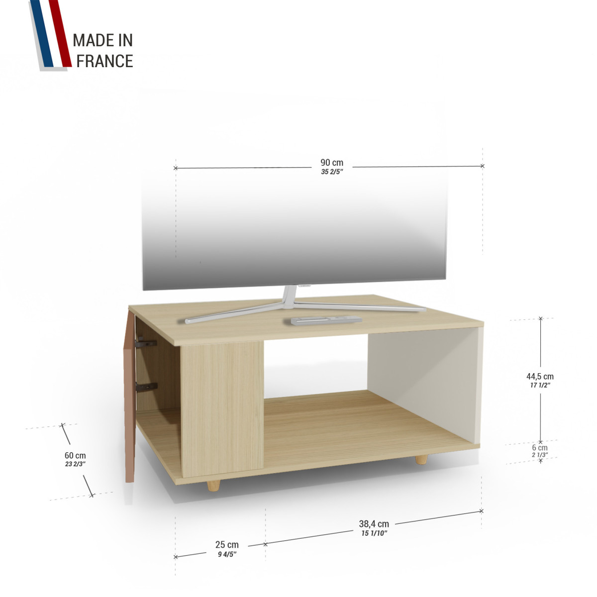 Meuble TV Chêne Clair - Terracotta - Porcelaine YZ-NXCLOUV-TECLPO-01-01