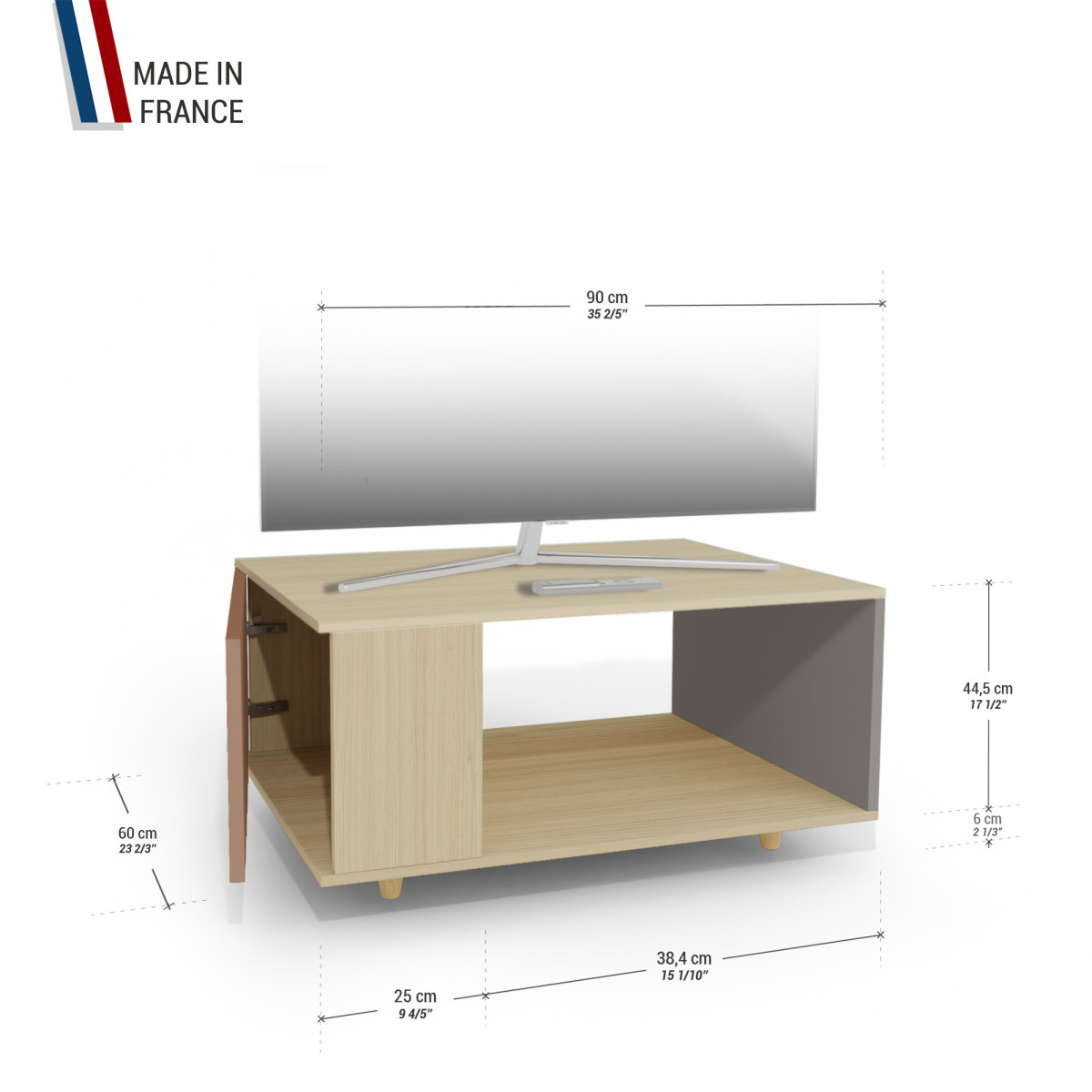 Meuble TV Chêne Clair - Terracotta - Cubanite YZ-NXCLOUV-TECLCB-01-01