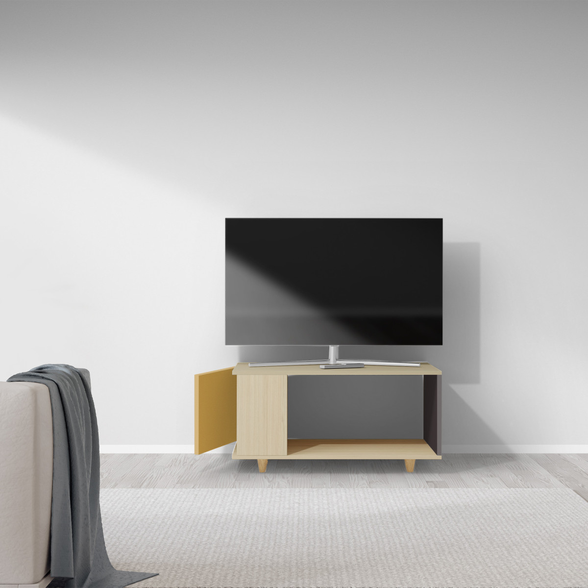 Meuble TV Chêne Clair - Curry - Graphite YZ-NXCL1280854598-CYCLGP-01-00