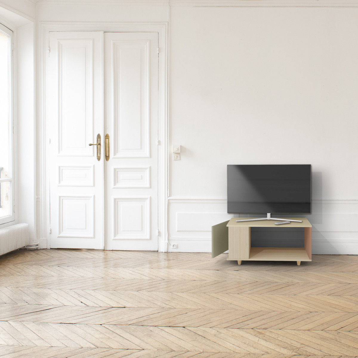 Meuble TV Chêne Clair - Olive - Terracotta YZ-NXCL1362702954-OLCLTE-01-00