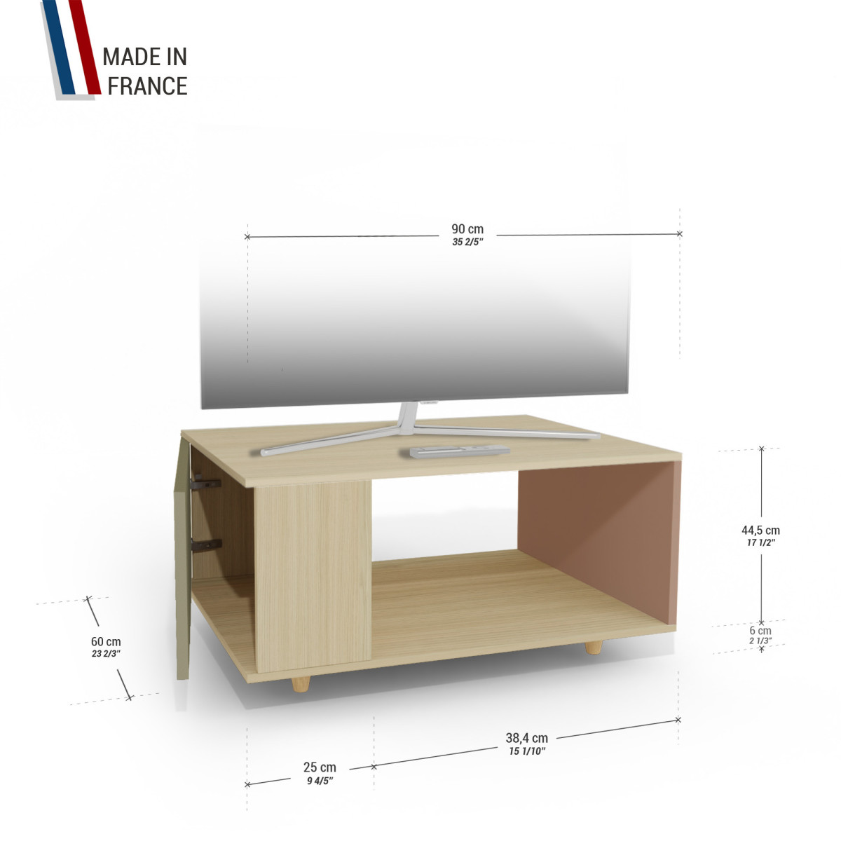 Meuble TV Chêne Clair - Olive - Terracotta YZ-NXCLOUV-OLCLTE-01-01