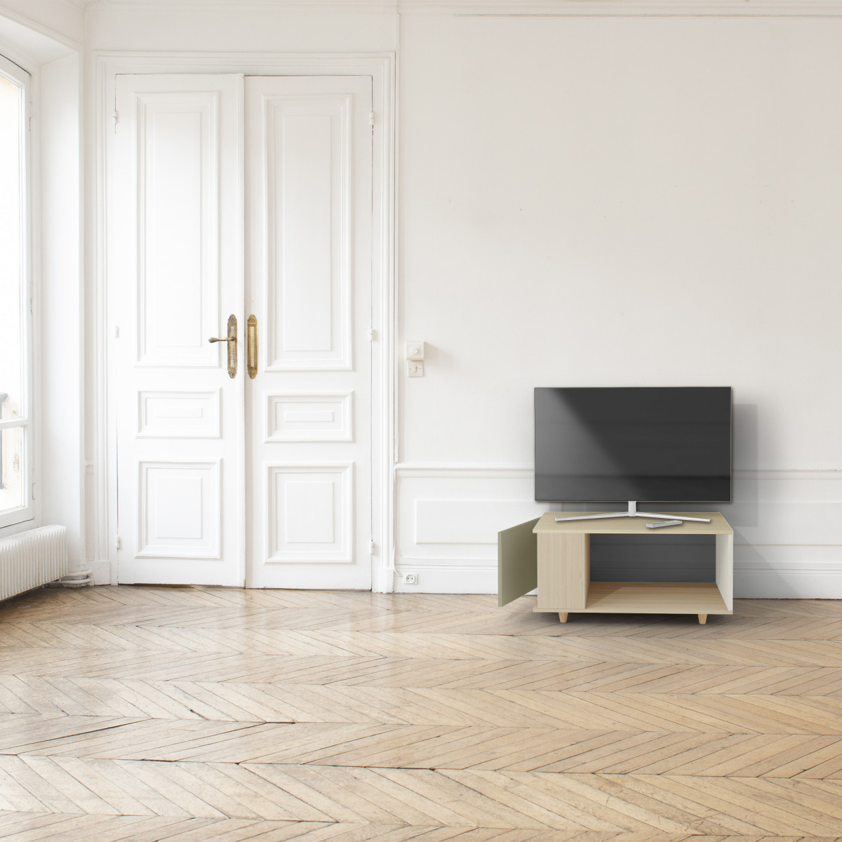 Meuble TV Chêne Clair - Olive - Porcelaine YZ-NXCL1362702954-OLCLPO-01-00