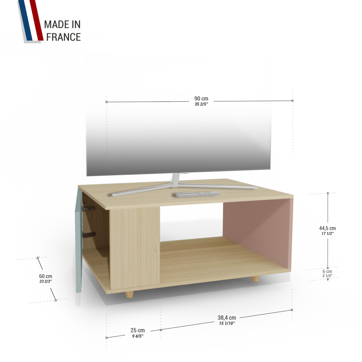 Meuble TV Chêne Clair - Curaçao - Abricot YZ-NXCLOUV-CUCLAB-01-01