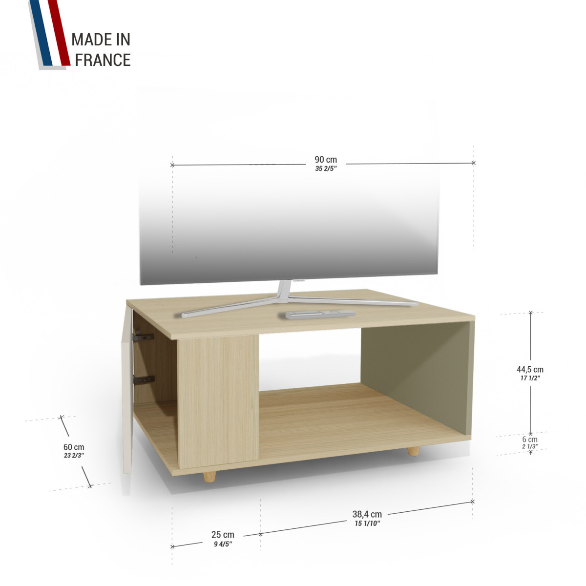 Meuble TV Chêne Clair - Porcelaine - Olive YZ-NXCLOUV-POCLOL-01-01