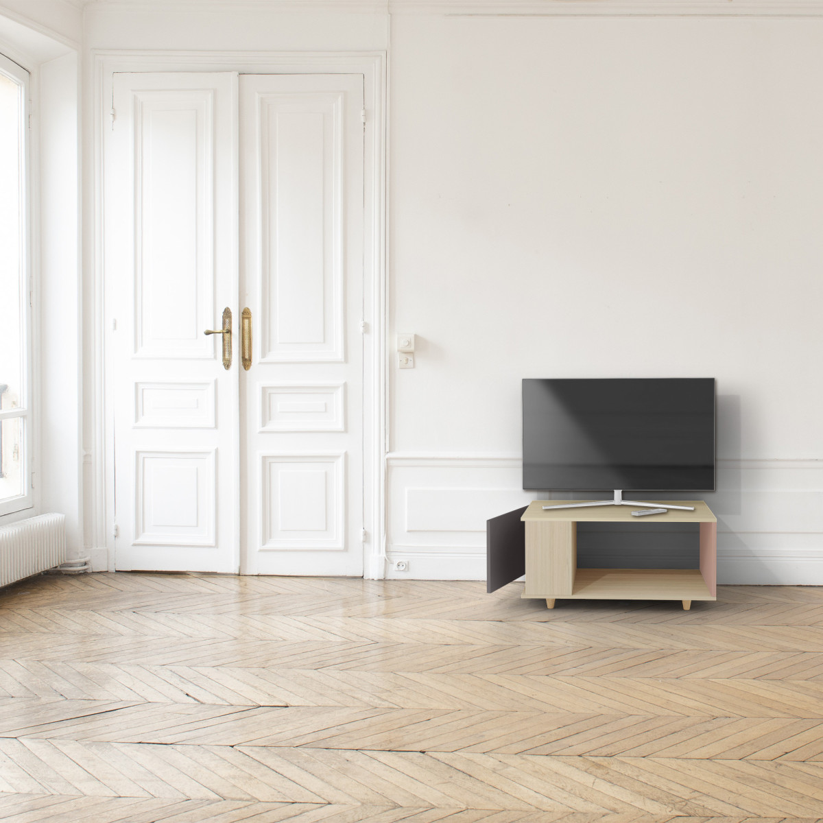 Meuble TV Chêne Clair - Graphite - Abricot YZ-NXCL1362702954-GPCLAB-01-00