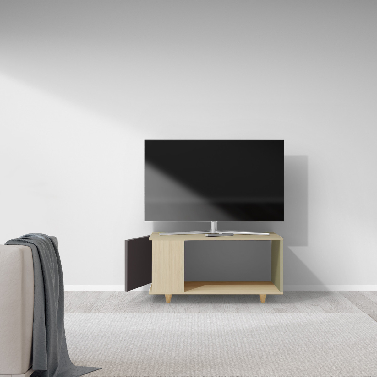 Meuble TV Chêne Clair - Graphite - Olive YZ-NXCL1280854598-GPCLOL-01-00