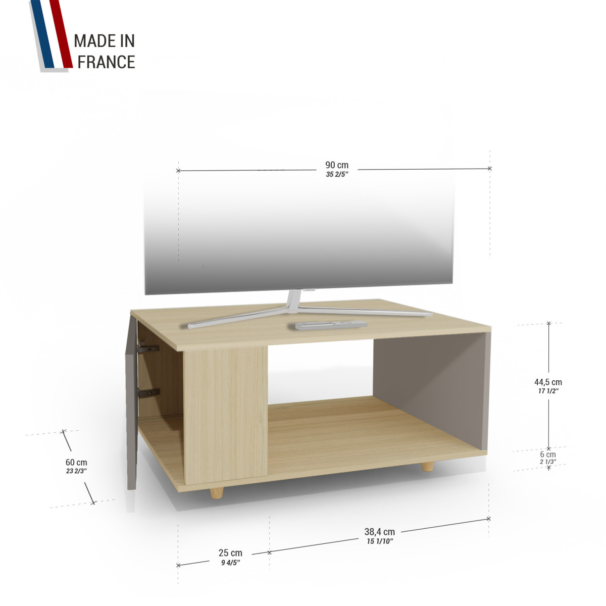 Meuble TV Chêne Clair - Cubanite - Sienne YZ-NXCLOUV-CBCLSI-01-01