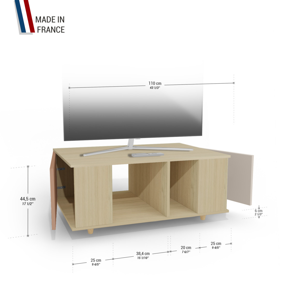 Grand meuble TV Chêne Clair - Terracotta - Cachemire YZ-GNXCLOUV-TECLCA-01-01