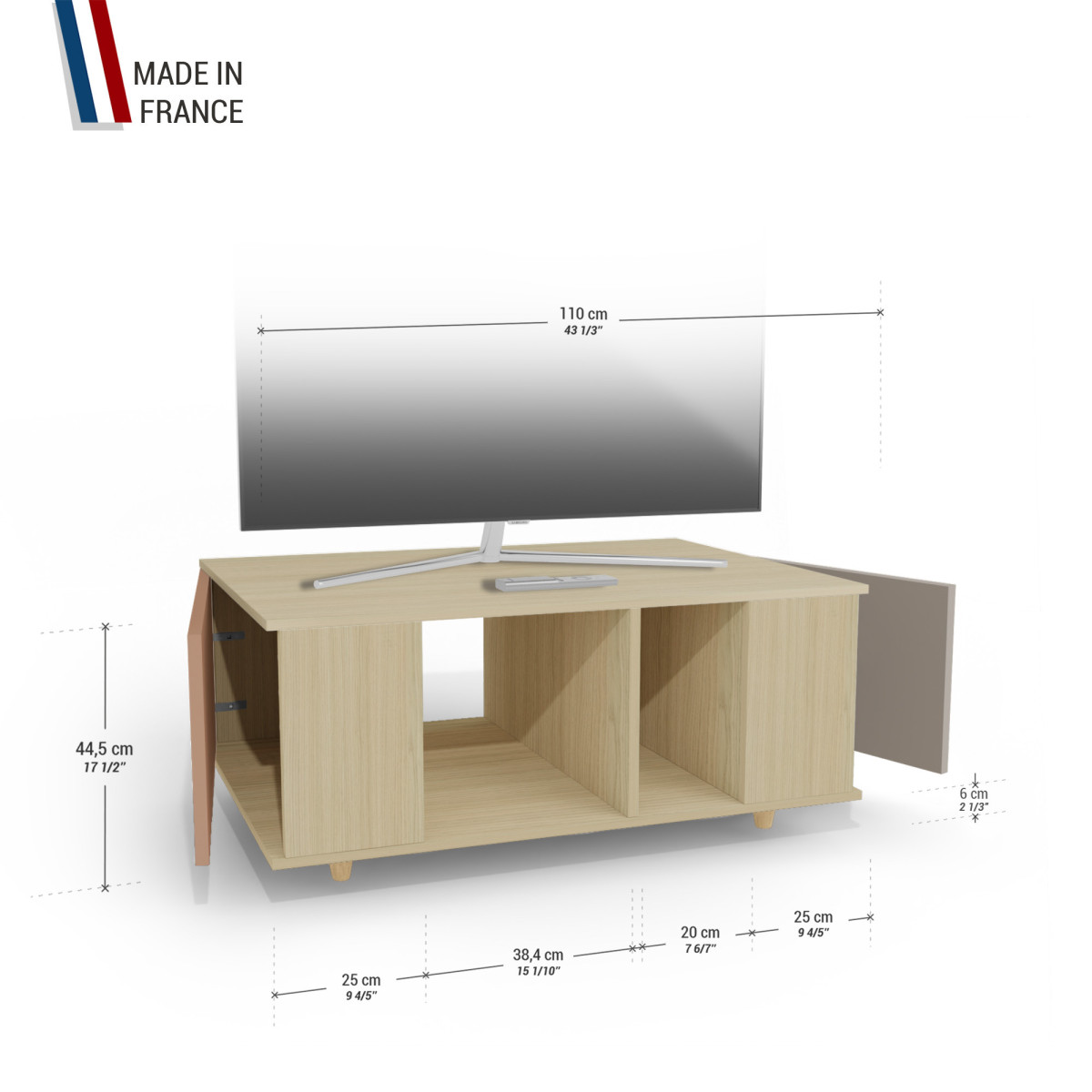 Grand meuble TV Chêne Clair - Terracotta - Sienne YZ-GNXCLOUV-TECLSI-01-01