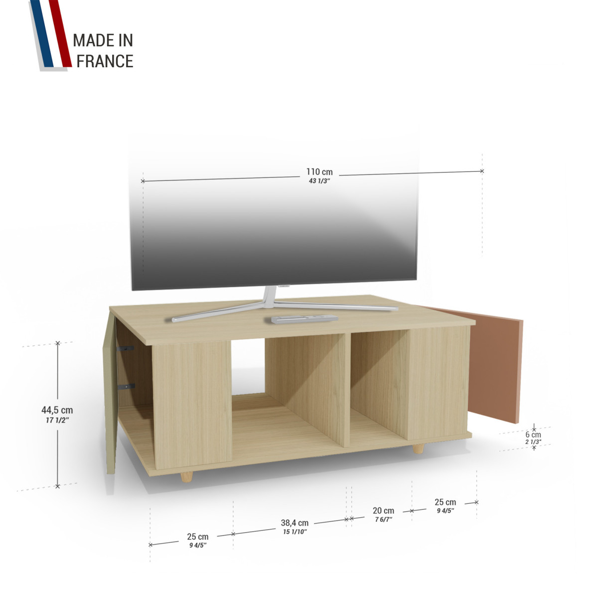 Grand meuble TV Chêne Clair - Olive - Terracotta YZ-GNXCLOUV-OLCLTE-01-01