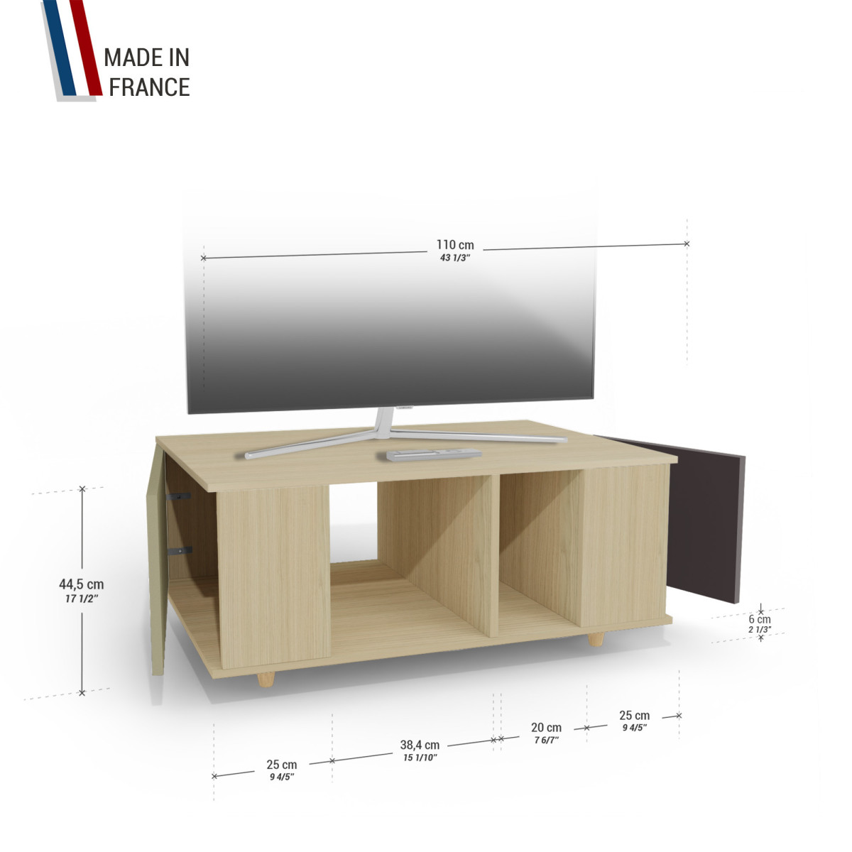 Grand meuble TV Chêne Clair - Olive - Graphite YZ-GNXCLOUV-OLCLGP-01-01