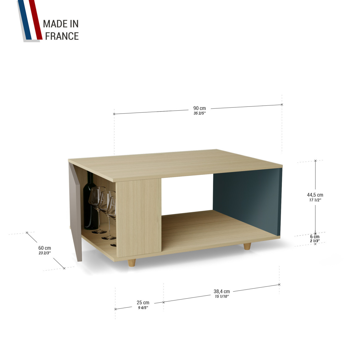 Table basse LIGATIO Chêne Clair - Sienne - Tropical YZ-LGCLOUV-SICLTR-01-01