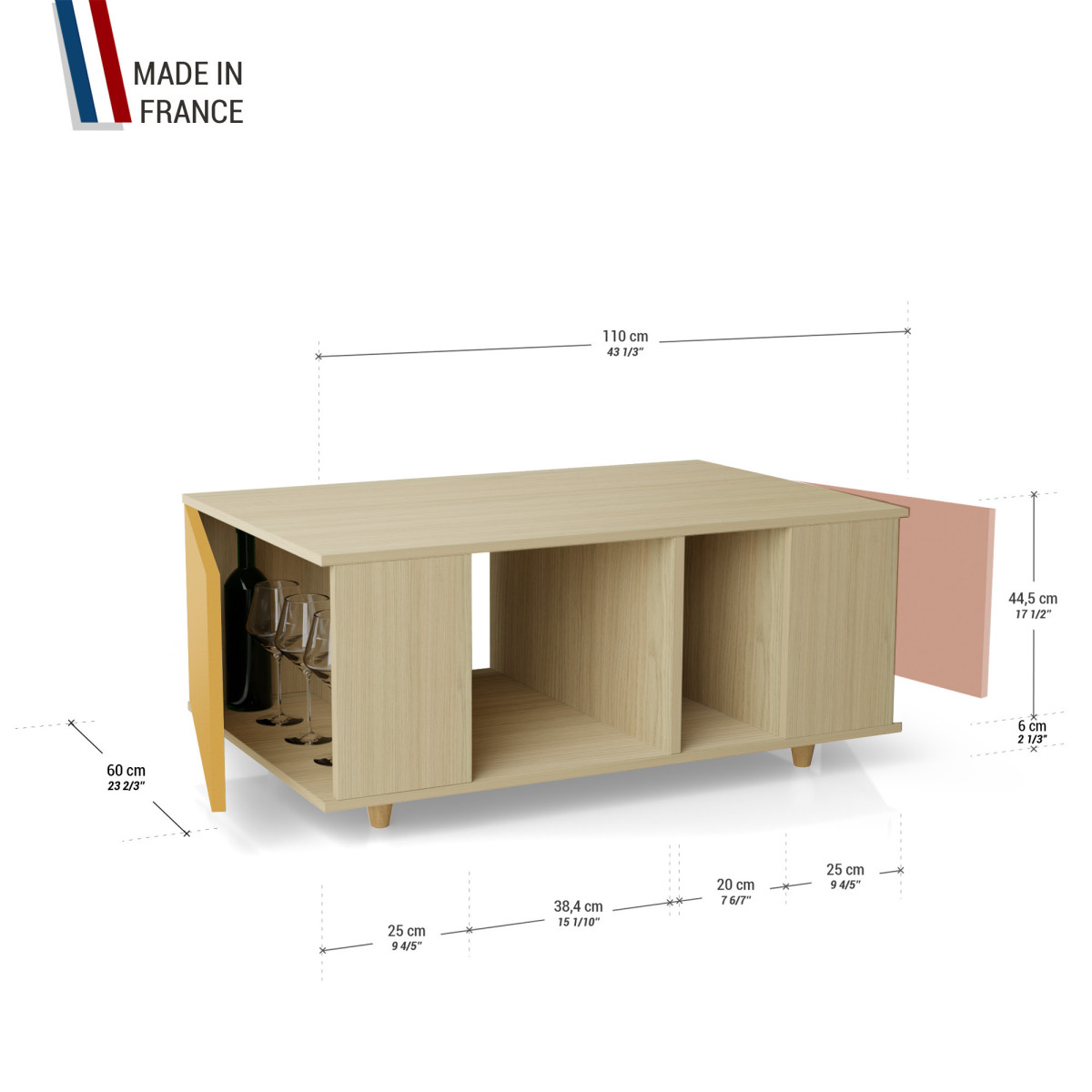 Table basse GRANDE LIGATIO Chêne Clair - Curry - Abricot YZ-GLGCLOUV-CYCLAB-01-01