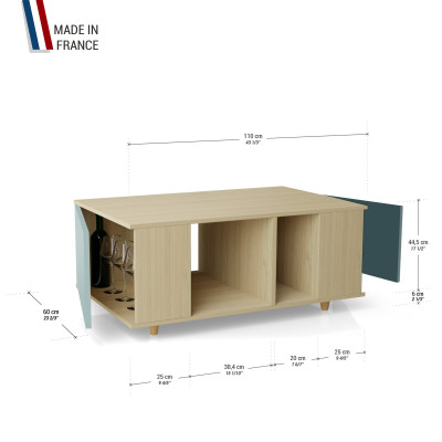 Table basse GRANDE LIGATIO Chêne Clair - Curaçao - Tropical YZ-GLGCLOUV-CUCLTR-01-01