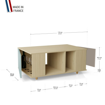 Table basse GRANDE LIGATIO Chêne Clair - Curaçao - Sienne YZ-GLGCLOUV-CUCLSI-01-01